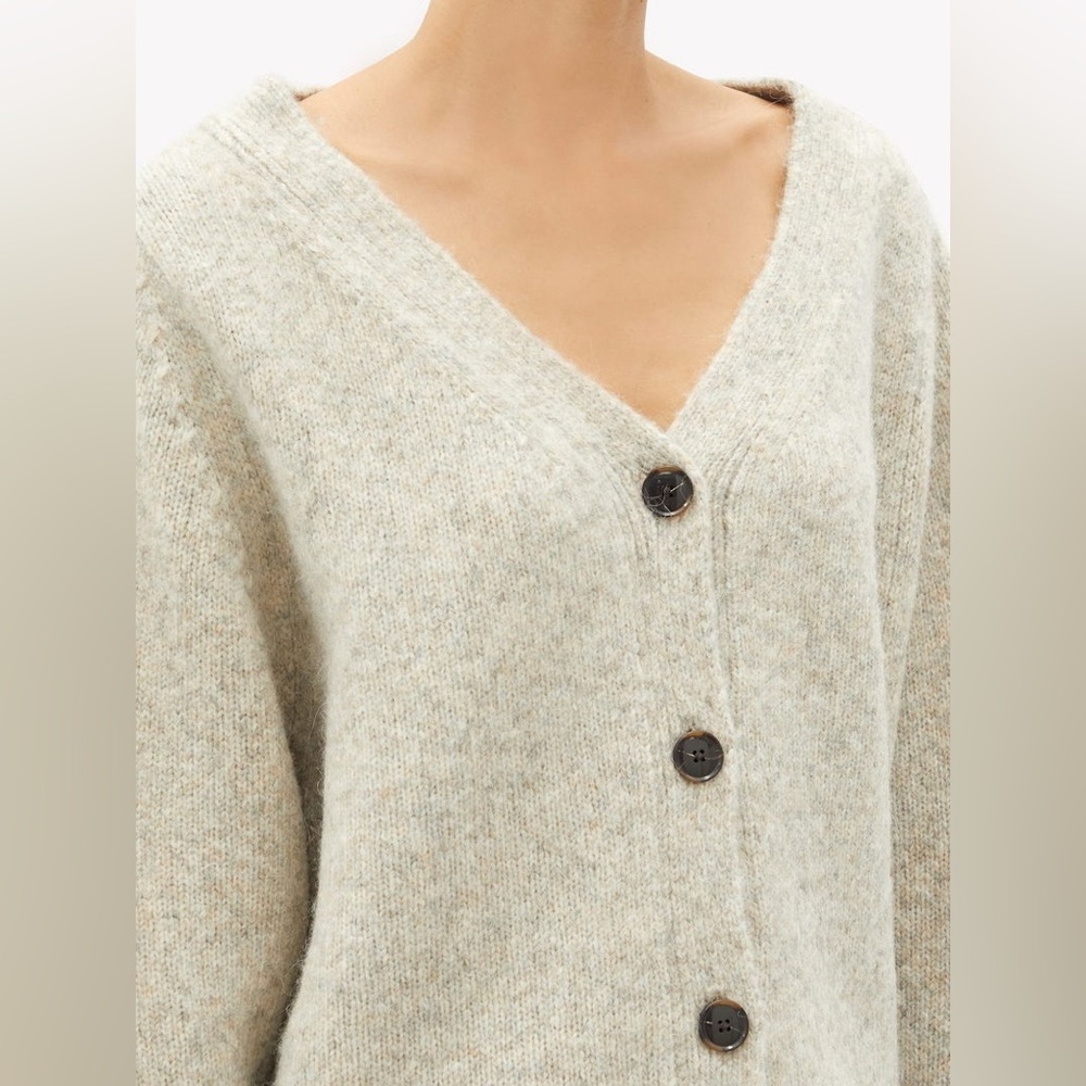 Toteme Treviso Cream Gray Wool-Alpaca Blend Cardigan XXS - Picture 3 of 16